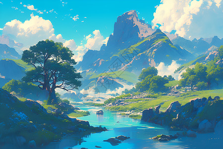 静谧山水背景图片