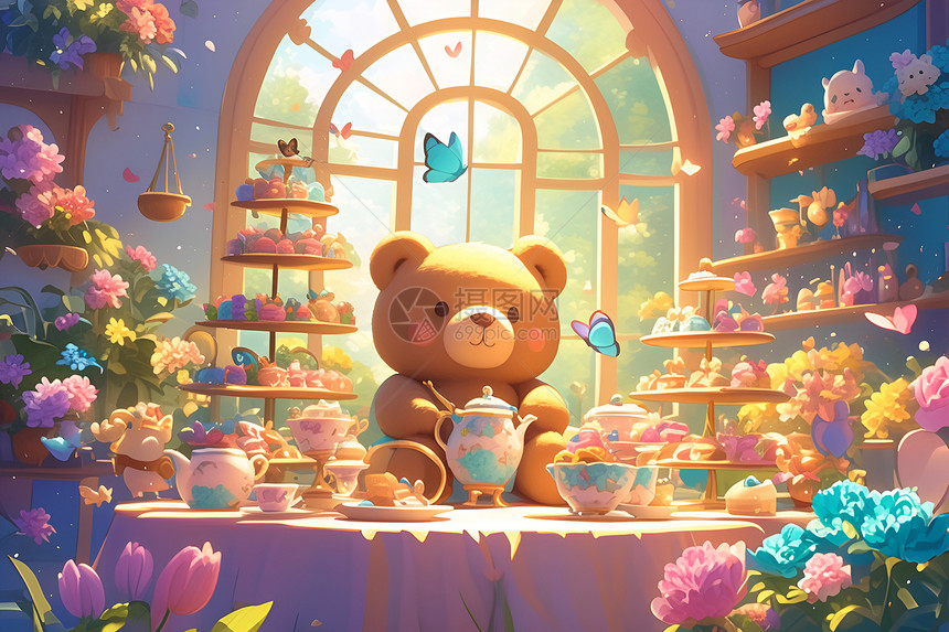 可爱小熊的下午茶时间图片
