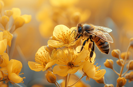野花与蜜蜂背景图片