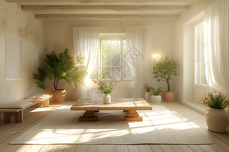 自然光线下的现代简约客厅背景图片