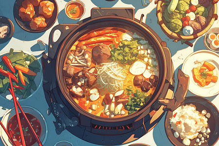 美味的火锅盛宴背景图片