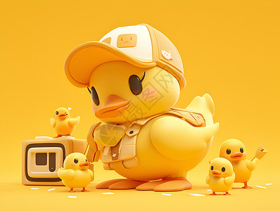 夢幻的黃色鸭子背景图片