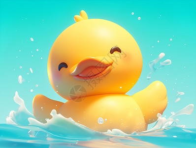 仲夏水中的黄色小鸭背景图片