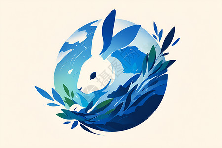扁平矢量兔子插画背景图片