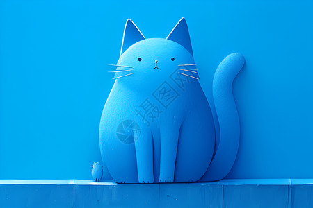 蓝色主题下的猫咪涂鸦背景图片