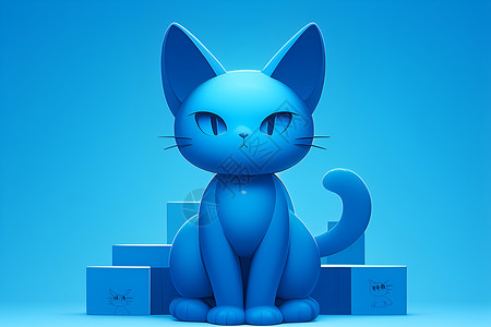 蓝色主题下的猫咪背景图片
