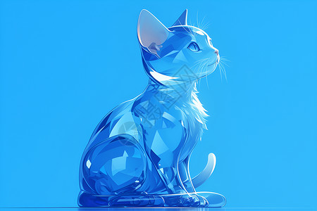 猫咪透明素材透明质感的猫咪插画