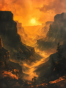 黄金般辉煌的大峡谷背景图片