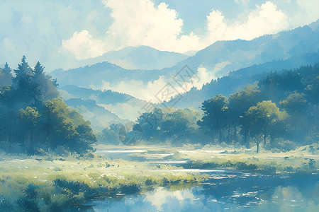 山川河流美景背景图片
