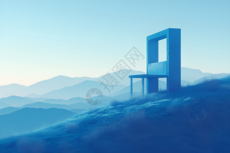 抽象雕塑蓝色抽象空间插画