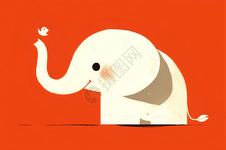 白象方便面红背景下的白象插画