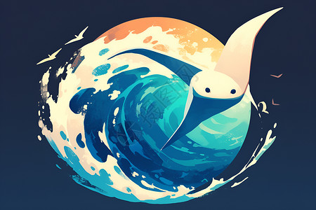 鱼类图标可爱的海洋动物插画