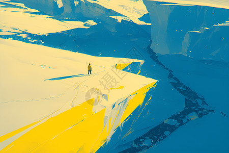 冰雪探险中的明亮色彩高清图片
