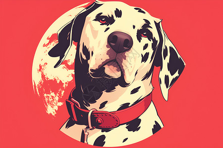 红色背景上的斑点狗背景图片