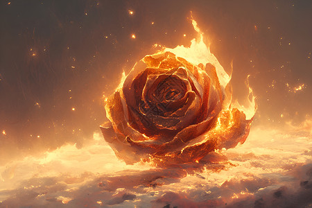 燃烧的金色玫瑰背景图片