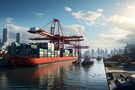 城市港口的货物背景图片