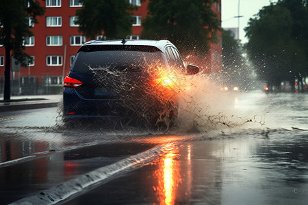 汽车雨水道路上的车辆背景