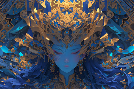 带金冠的蓝发女王背景图片