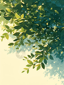 树枝上的绿叶背景图片