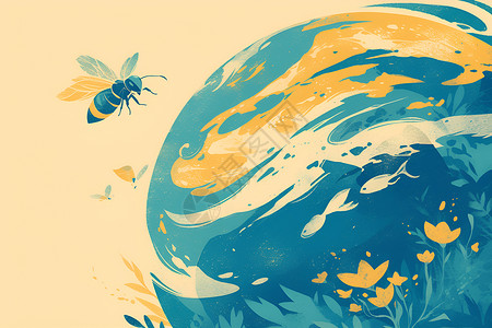卡通绘画素材绘画的蜜蜂图标插画