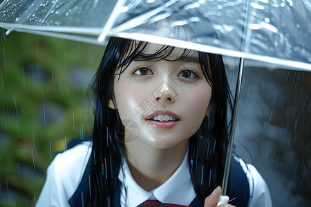 打伞的女孩背景图片
