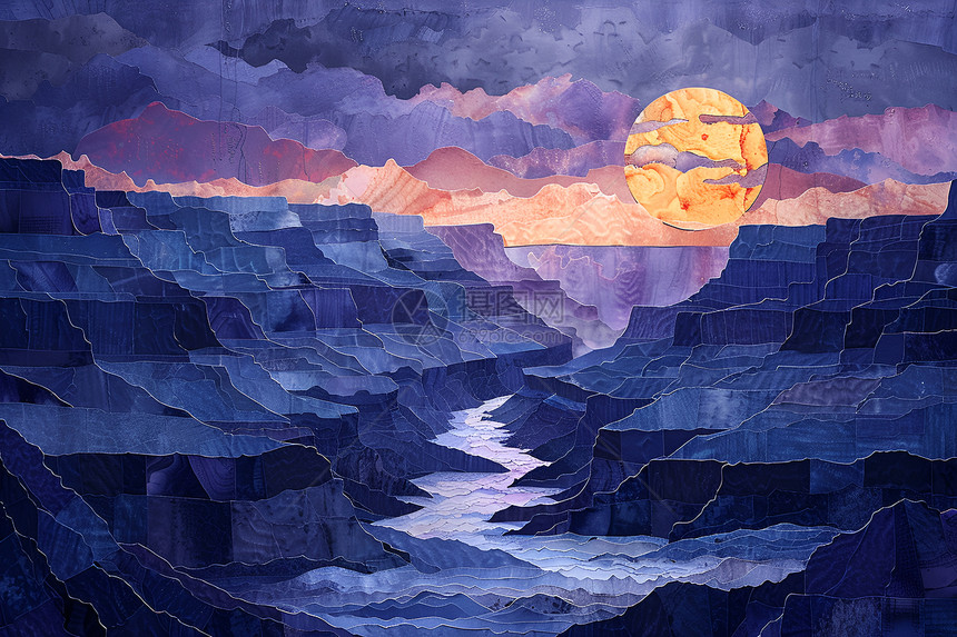 云雾中的紫色峡谷图片