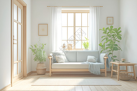 明亮的木质沙发背景图片