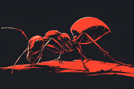昆虫触角光芒下的蚂蚁插画