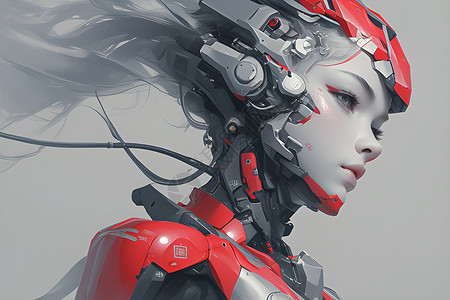安卓开发未来女性安卓机器人插画
