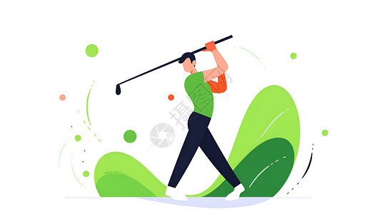 高尔夫球运动轨迹高尔夫球手插画