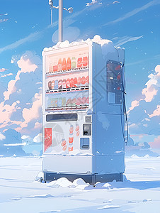 冰雪奇景中的自动贩卖机背景图片