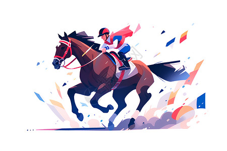 垂直极限赛马的骑师插画