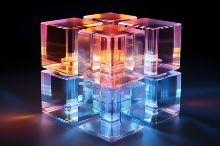 反射世界玻璃立方体的晶韵世界设计图片