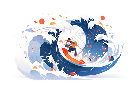 活动风采冲浪高手在巨浪中展现技巧与风采插画
