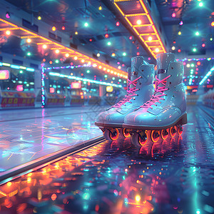 灯光艺术美丽溜冰鞋插画