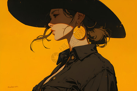 黑帽少女优雅漫步在沙堡间高清图片