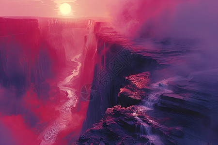 神秘红与天界银黎明的峡谷高清图片