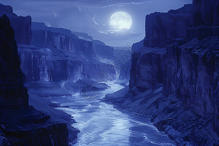 月下的河流背景图片