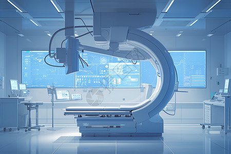 扫描关注现代医疗设备的特写插画