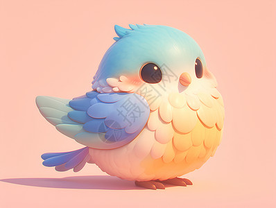 酷炫彩色绘画可爱的彩色小鸟插画