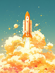 起飞的火箭背景图片