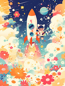 火箭的卡通插图背景图片