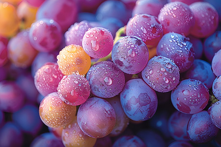 葡萄成熟了水珠点缀的葡萄背景