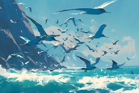 飞翔的海鸥背景图片