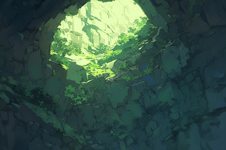 洞穴系统自然洞穴生态插画