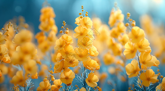 美丽油菜花田野中绽放的黄色油菜花背景