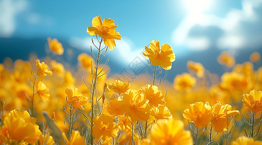 春天小花美丽的黄色小花背景
