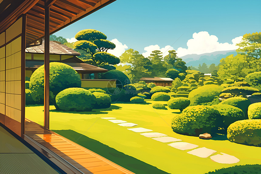 优雅的日式庭院图片
