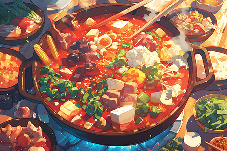 美味火锅食材背景图片