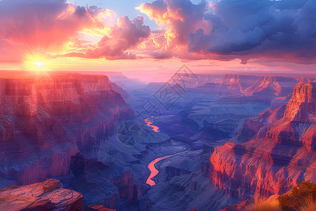 壮丽的峡谷日落背景图片